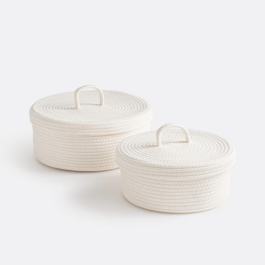 La Redoute Intérieurs Lot de 2 paniers en coton avec couvercle  