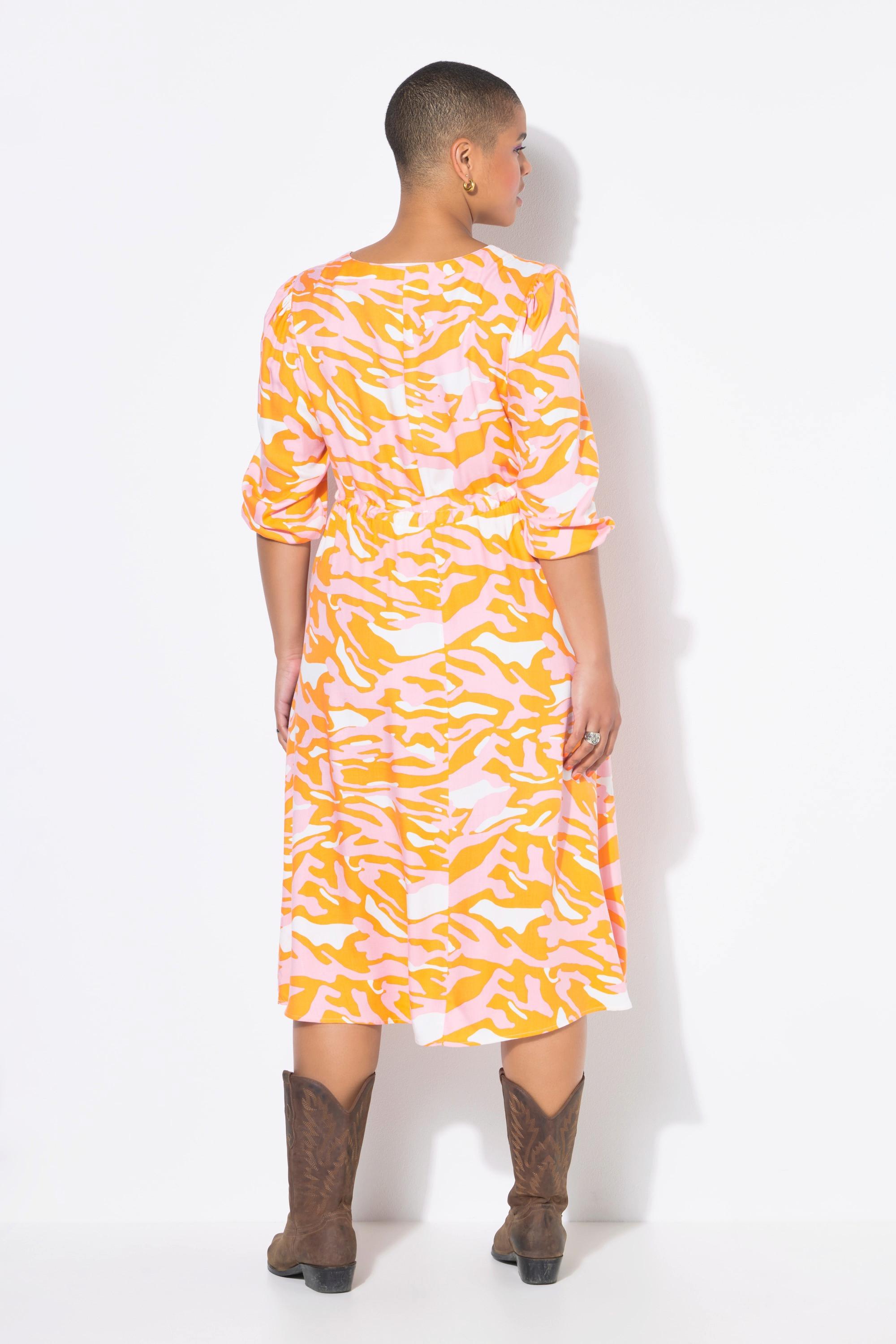 Studio Untold Midikleid A-Linie Color Zebraprint 3/4-Ärmel  