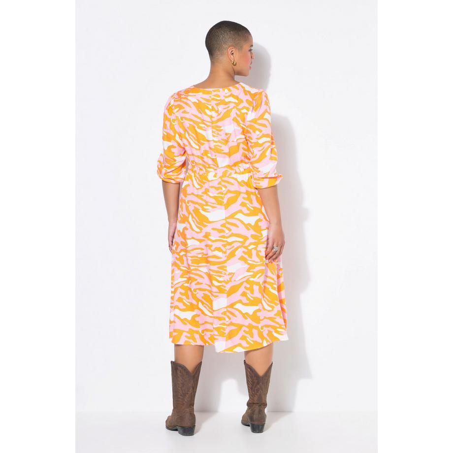 Studio Untold Abito midi A-line Stampa zebrata colorata Maniche 3/4  