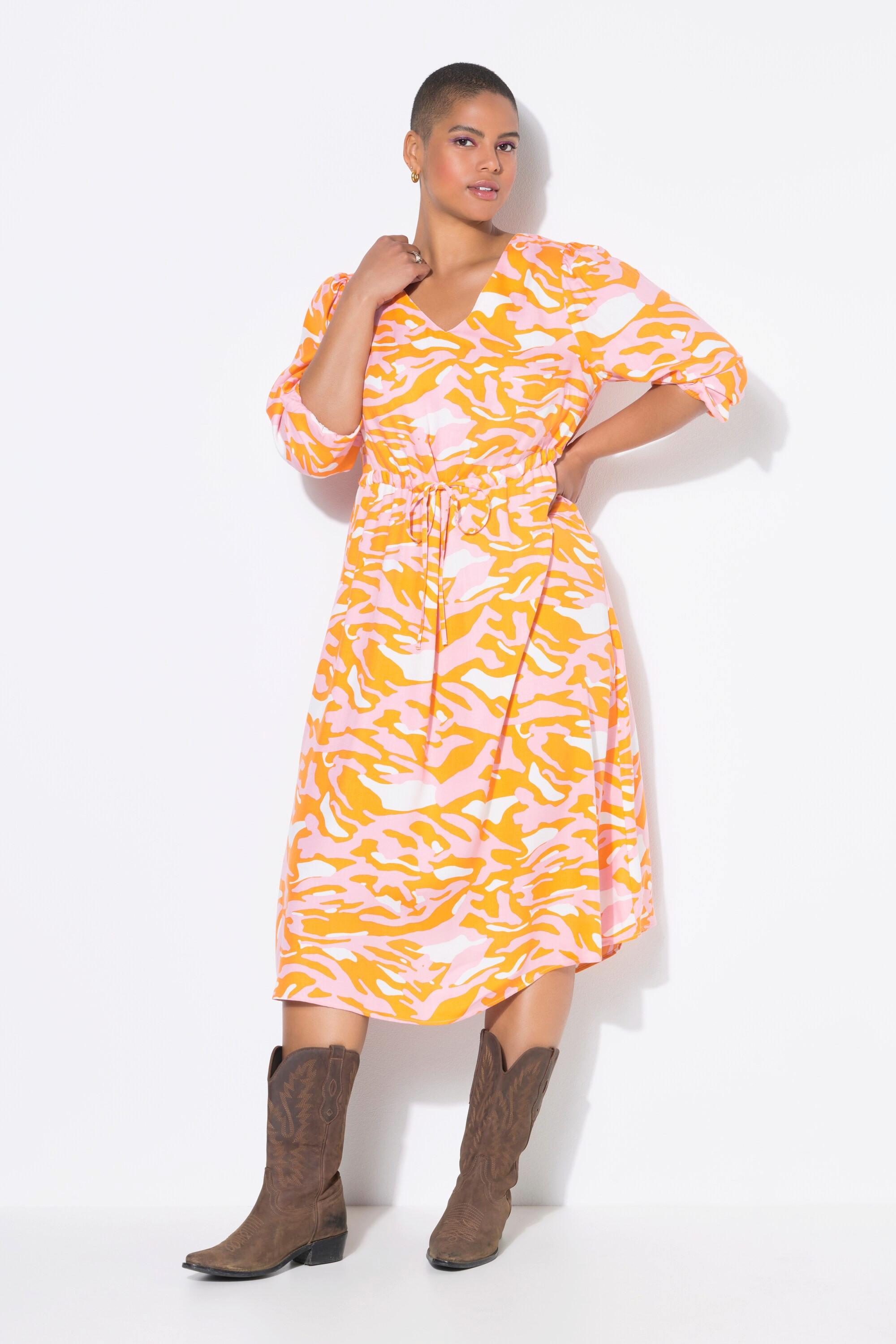 Studio Untold Midikleid A-Linie Color Zebraprint 3/4-Ärmel  