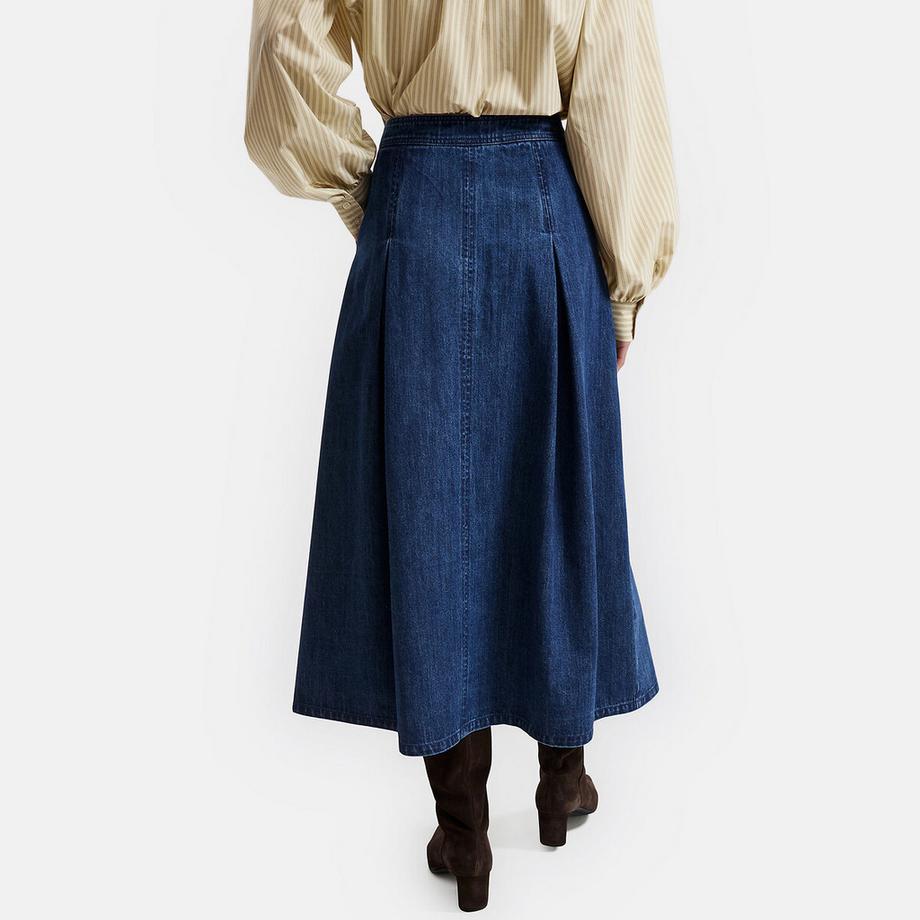 La Redoute Collections Ausgestellter Midi-Rock aus Jeansstoff mit Falten  