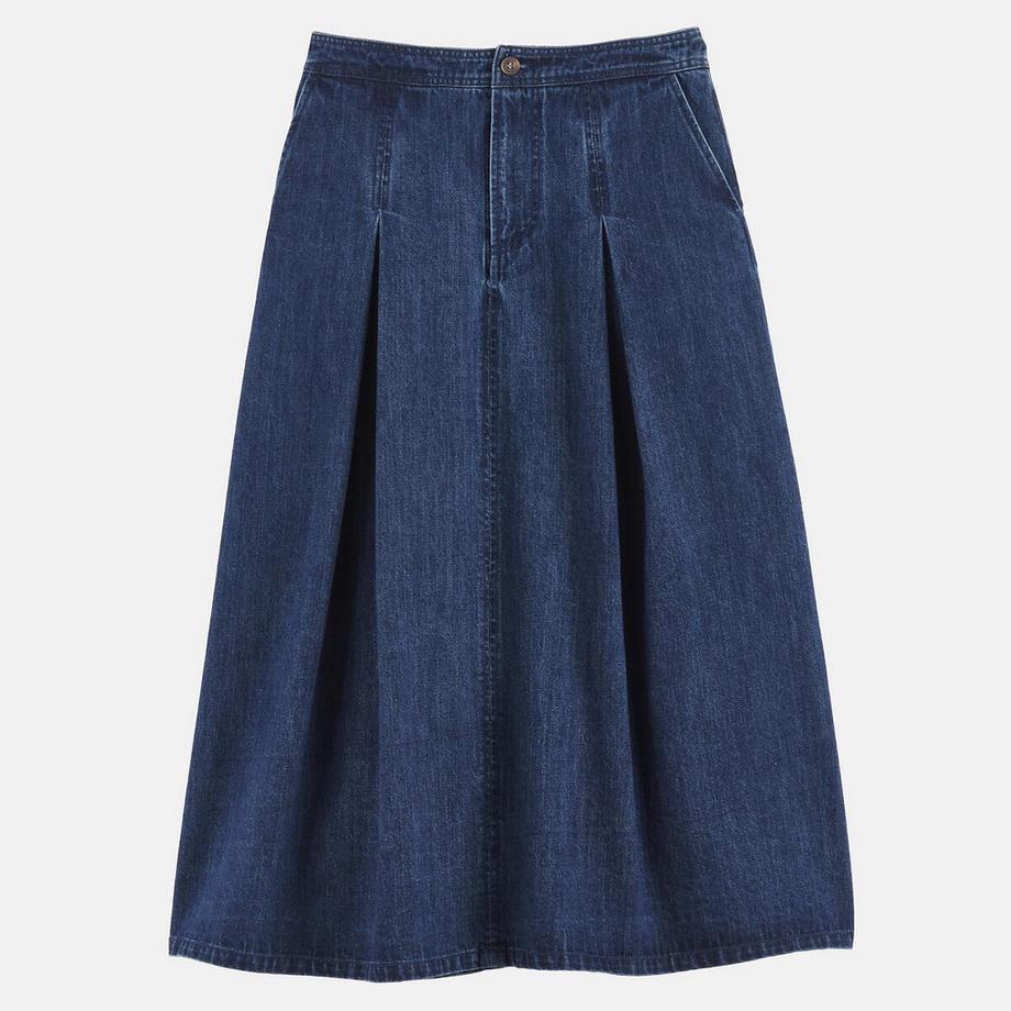 La Redoute Collections Ausgestellter Midi-Rock aus Jeansstoff mit Falten  