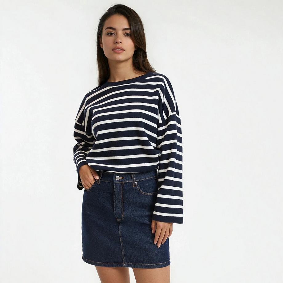 La Redoute Collections Pull Rayé Col Rond  