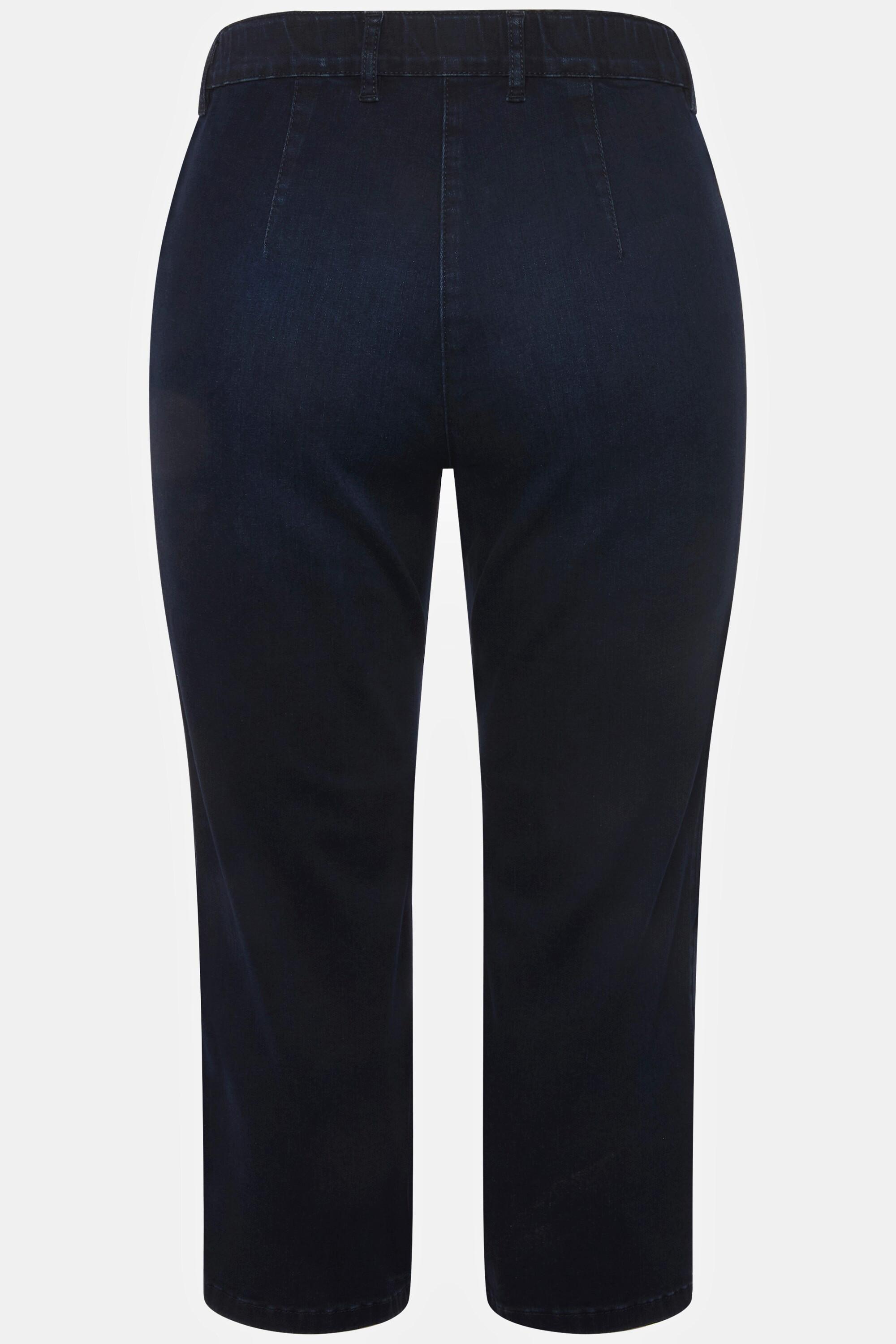 Ulla Popken Jeans Mony 7/8 Vita Elastica Tasche con Cerniera  