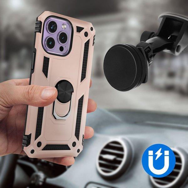 Avizar  Cover con Anello iPhone 14 Pro rose gold 