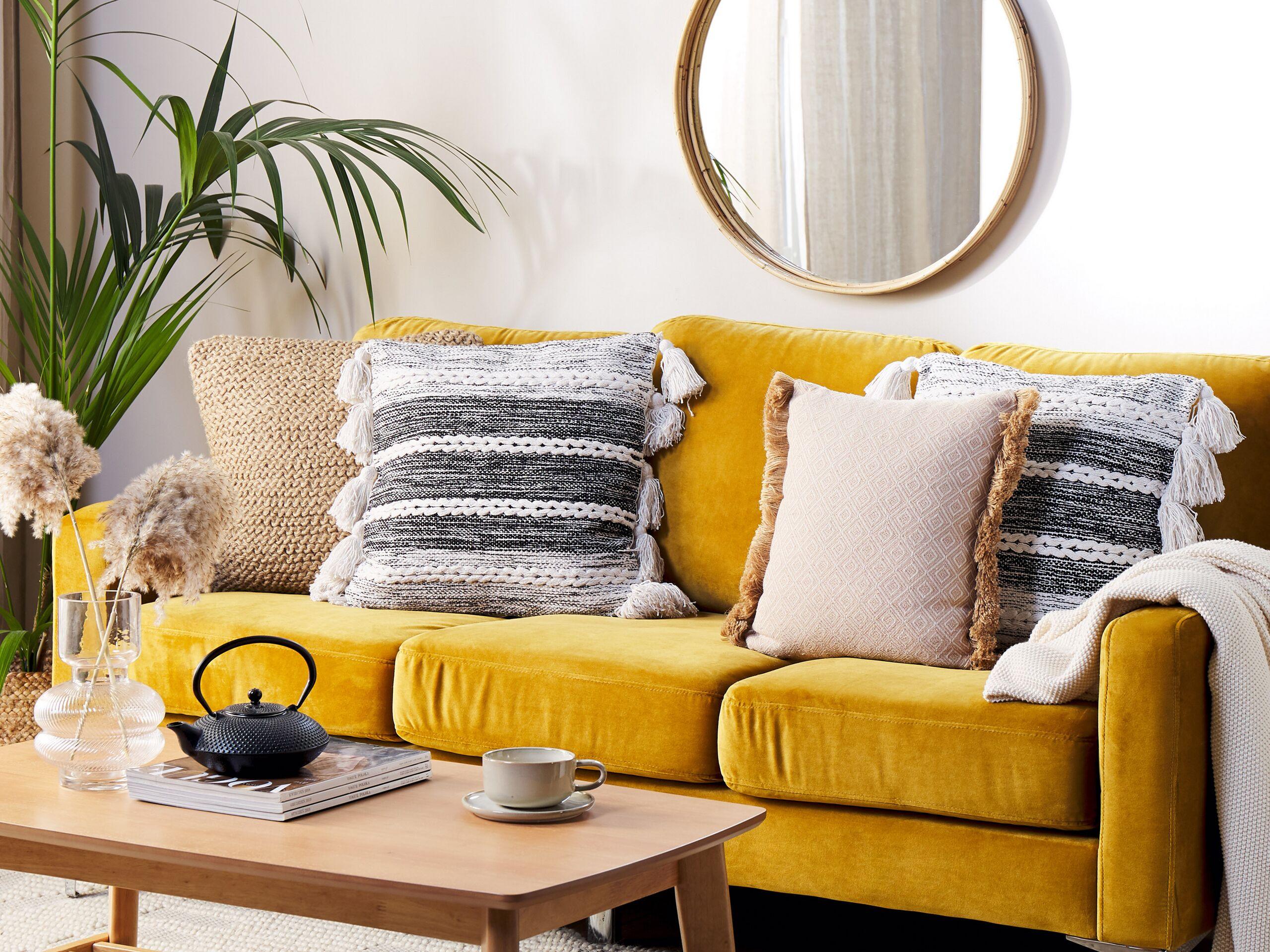 Beliani Coussin en Coton Boho ROCHEA  