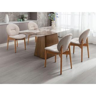 Vente-unique Sedia in Tessuto e Legno di hevea Beige - Lotto di 6 - ISADIO  