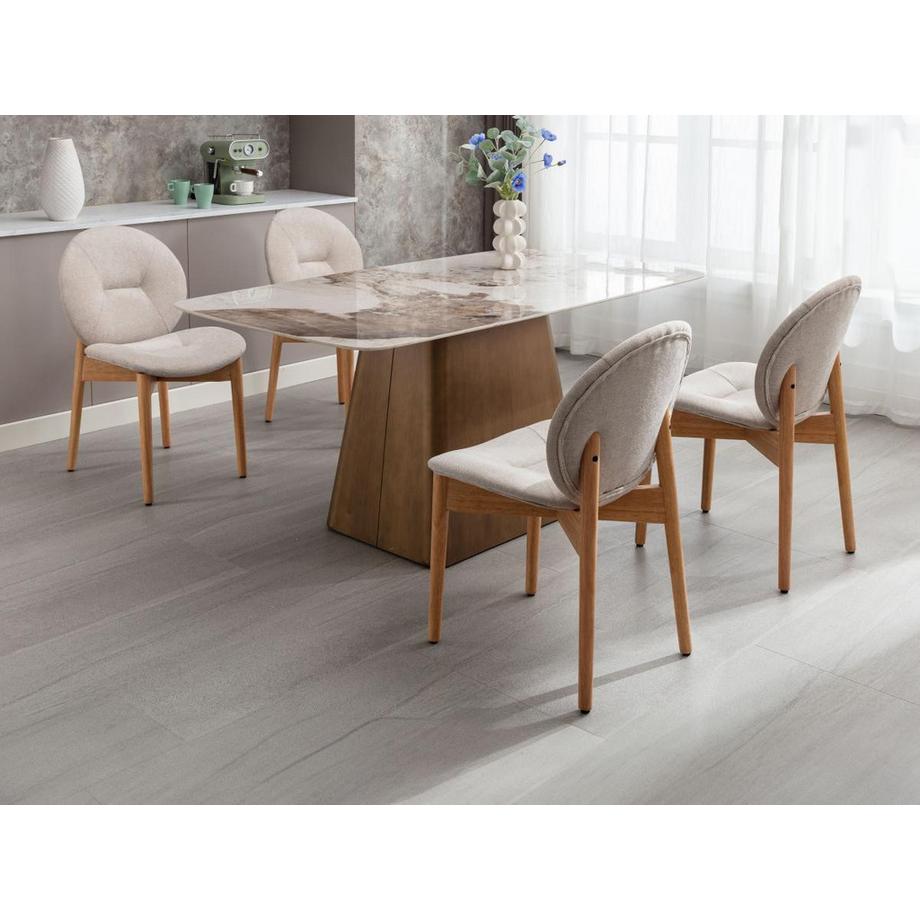 Vente-unique Sedia in Tessuto e Legno di hevea Beige - Lotto di 6 - ISADIO  