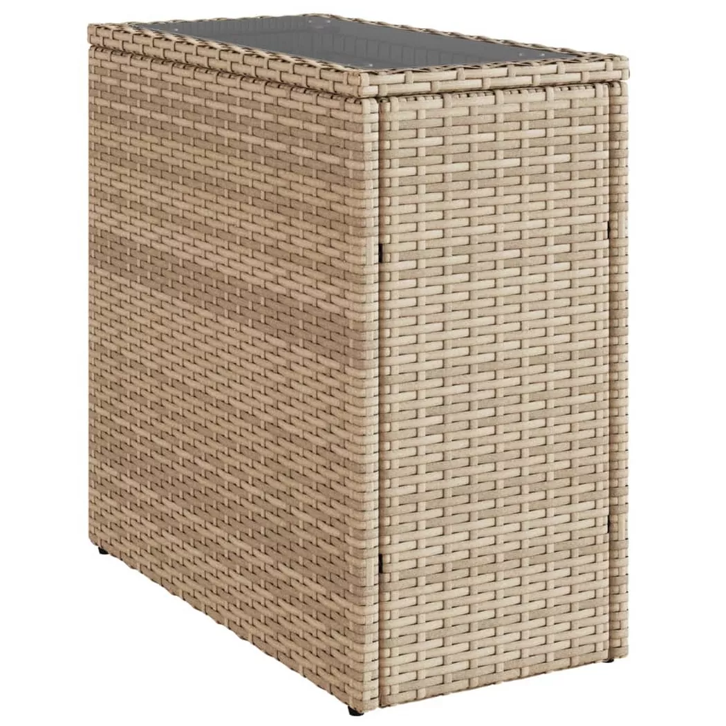 Vidaxl - Table d'appoint de jardin avec dessus en verre beige rotin