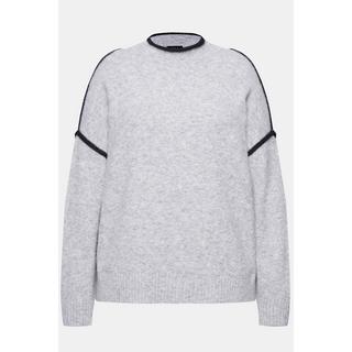Ulla Popken Pullover Zierstreifen Oversized Stehkragen Langarm  