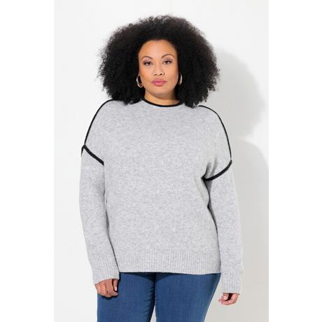 Ulla Popken  Pull rayé oversize, col montant et manches longues 