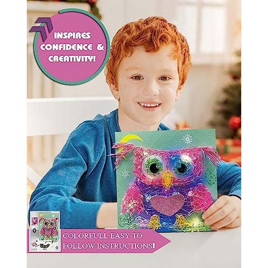 Activity-board  Set de bricolage pour enfants hibou Set de bricolage hibou avec lumière LED Set de bricolage de décoration fait à la main Set de bricolage créatif 
