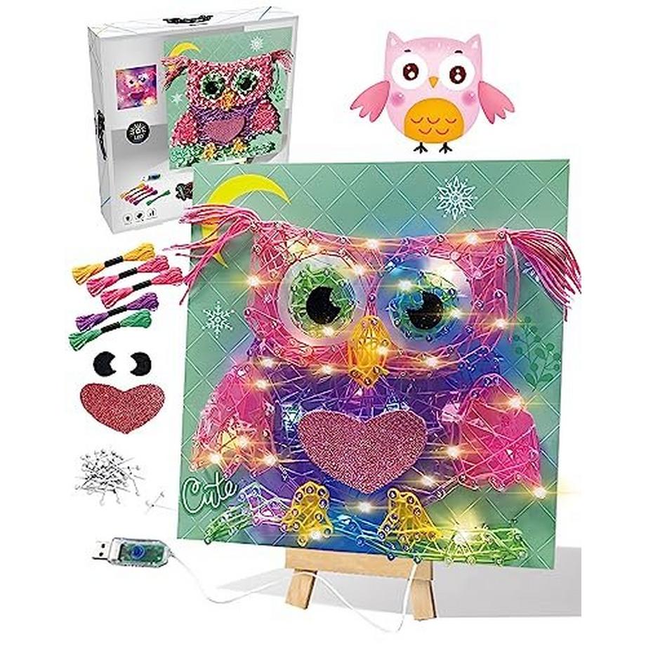 Bastelset Kinder Eule Bastelset Spielzeug mit LED-Licht DIY handgemachte Dekoration Bastelset