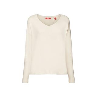 ESPRIT T-shirt spazzolata scollo a V maniche lunghe  