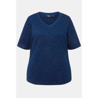 Ulla Popken  T-shirt con rilievi, scollo a V e mezze maniche 