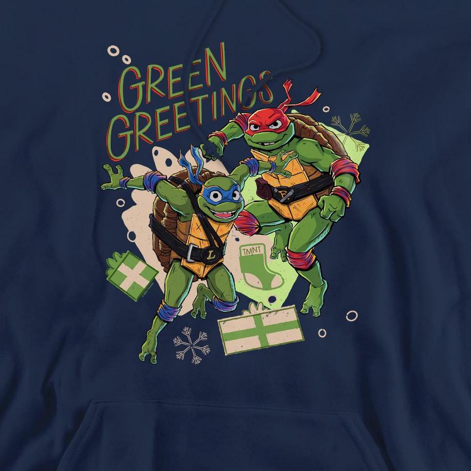 TEENAGE MUTANT NINJA TURTLE Christmas Greetings Felpa Con Cappuccio Leonardo E Raffaello  