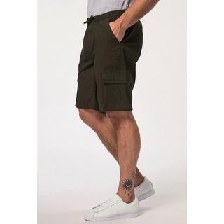 JP1880  Bermuda esprit vintage. Taille élastique et poches cargo olive foncé 