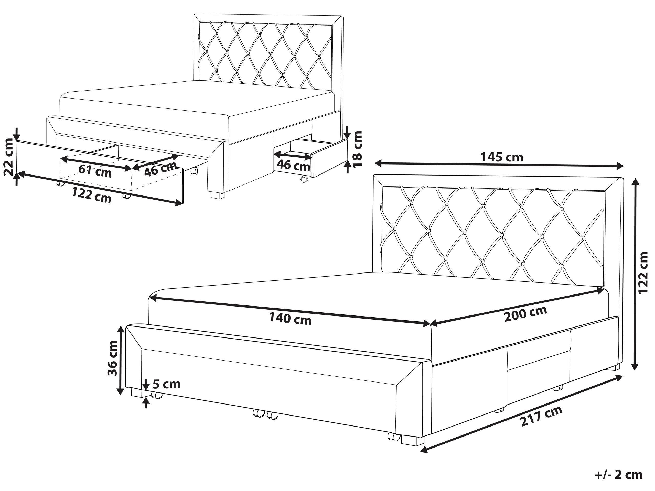 Beliani Letto contenitore en Velluto Glamour LIEVIN  