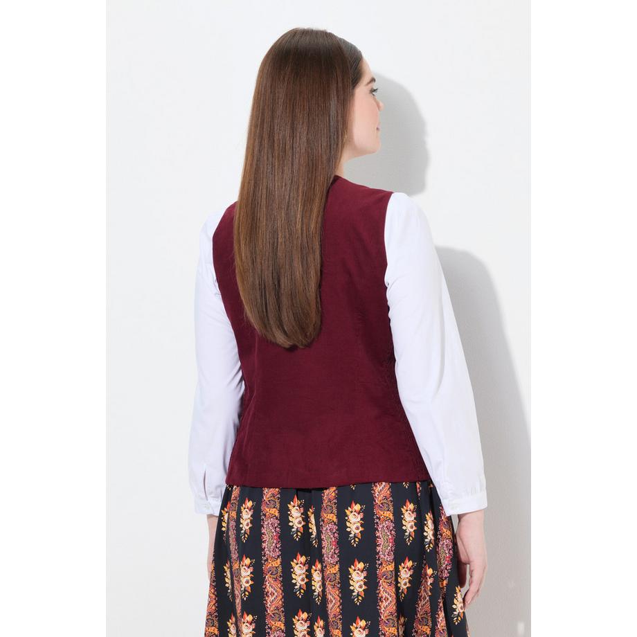 Ulla Popken Corsetto Trachten Cord Smock Slim senza Maniche  