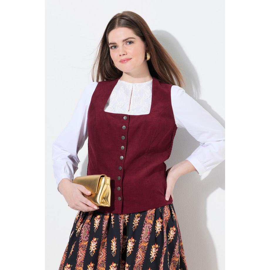 Ulla Popken Corsetto Trachten Cord Smock Slim senza Maniche  