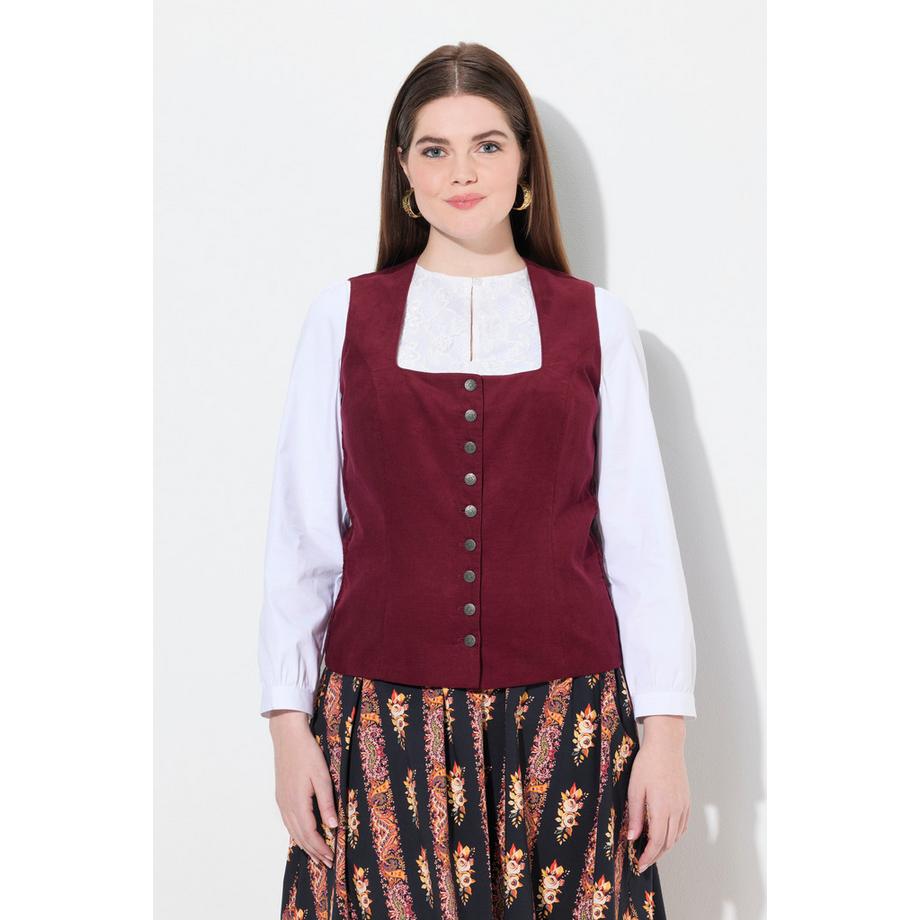 Ulla Popken Corsetto Trachten Cord Smock Slim senza Maniche  