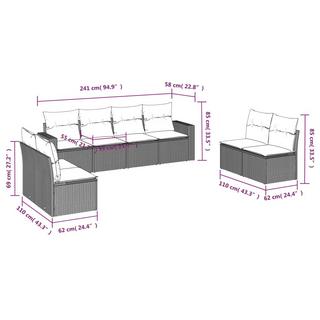 VidaXL Ensemble de canapés de jardin rotin synthétique  