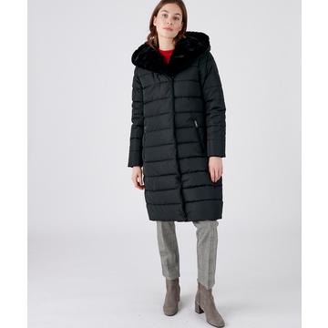 Lange Steppjacke mit breitem Kragen, gerade Passform,  Thermolactyl-Futter.