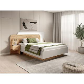 Vente-unique Letto con comodini 160 x 200 cm Con LED Naturale e Bianco - DESADO  