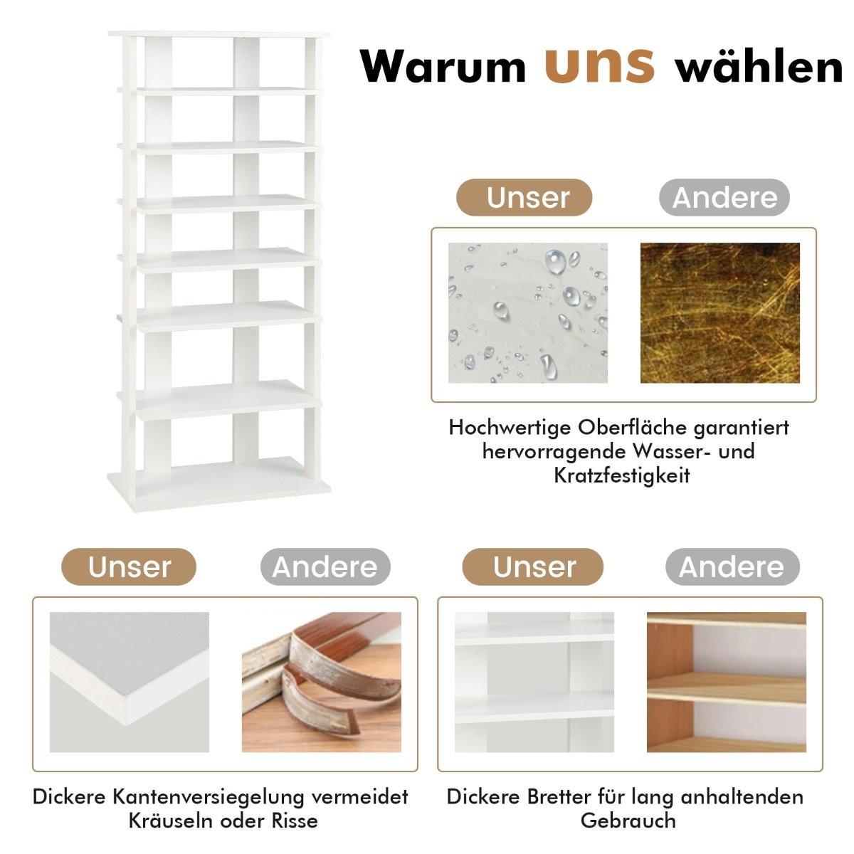 Northix Scarpiera Scarpiera a 7 livelli in stile retrò 45 x 25 x 110,5 cm bianca  