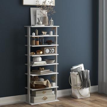 Scarpiera Scarpiera a 7 livelli in stile retrò 45 x 25 x 110,5 cm bianca