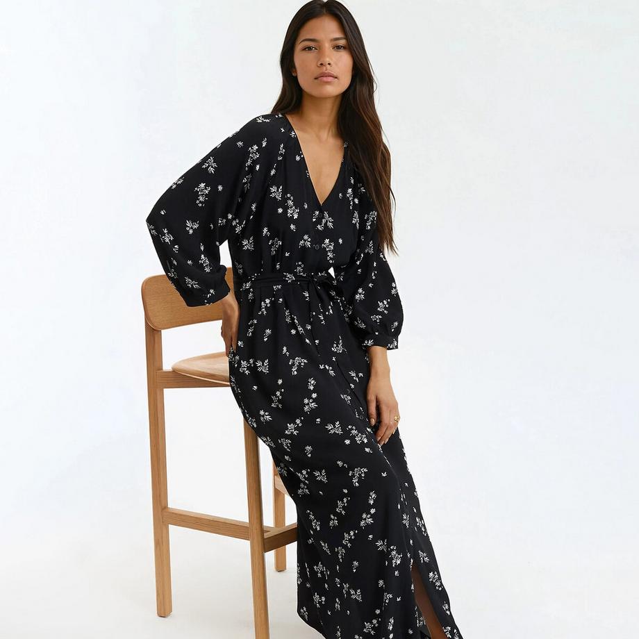 La Redoute Collections Ausgestelltes Blumenprint Maxikleid  