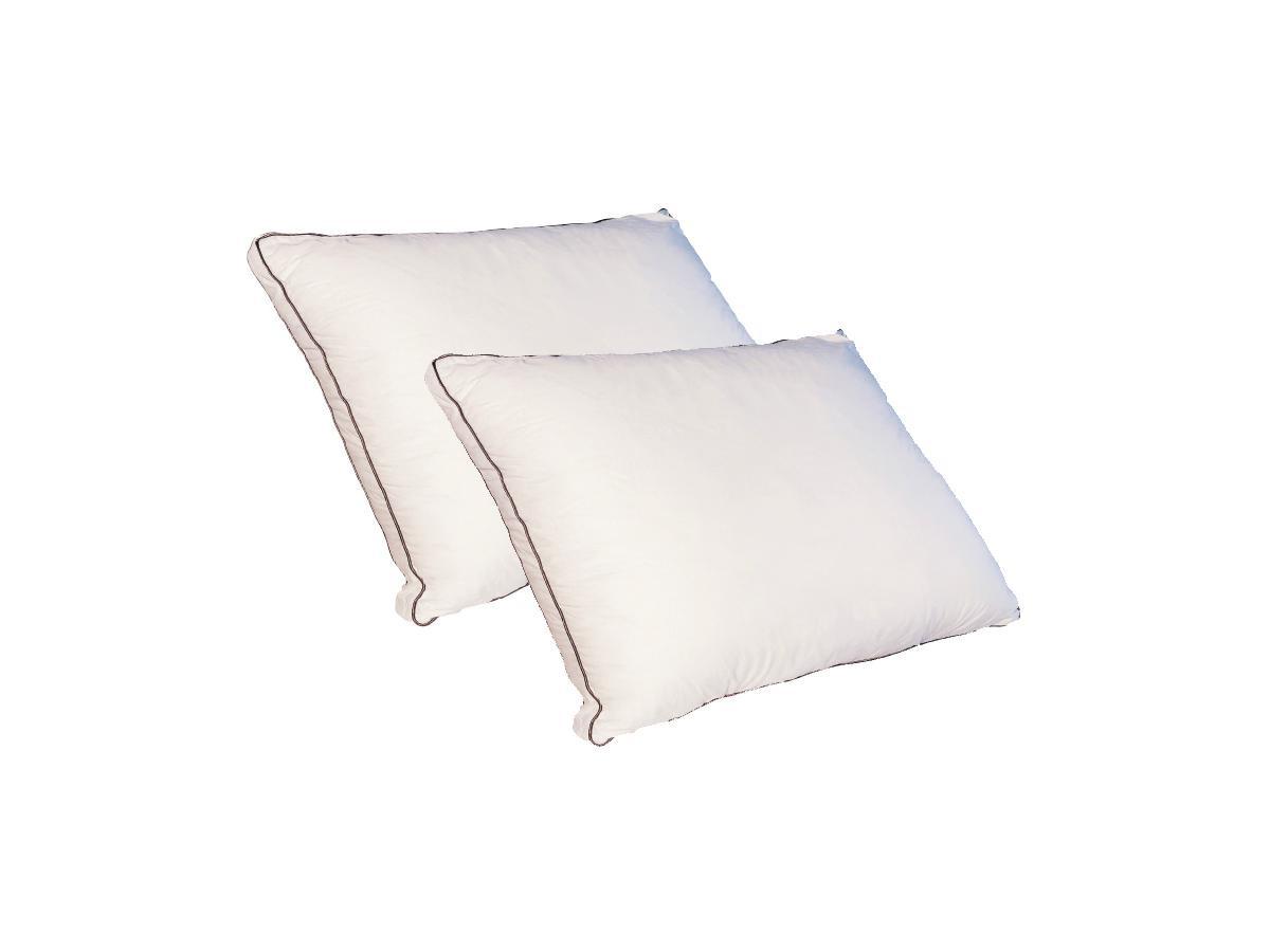 Vente-unique Lot de 2 oreillers sensation duvet en percale de coton 91 fils/cm² 50 x 70 cm - 700 gr - Blanc - AUXENCE  