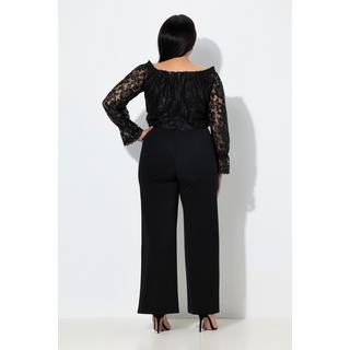 Ulla Popken Langarm Jumpsuit Weites Bein Carmen Ausschnitt  