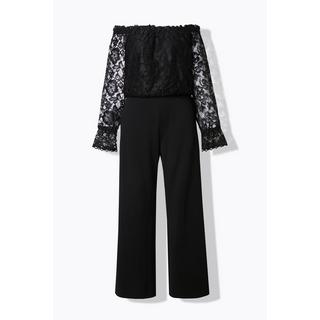 Ulla Popken Langarm Jumpsuit Weites Bein Carmen Ausschnitt  