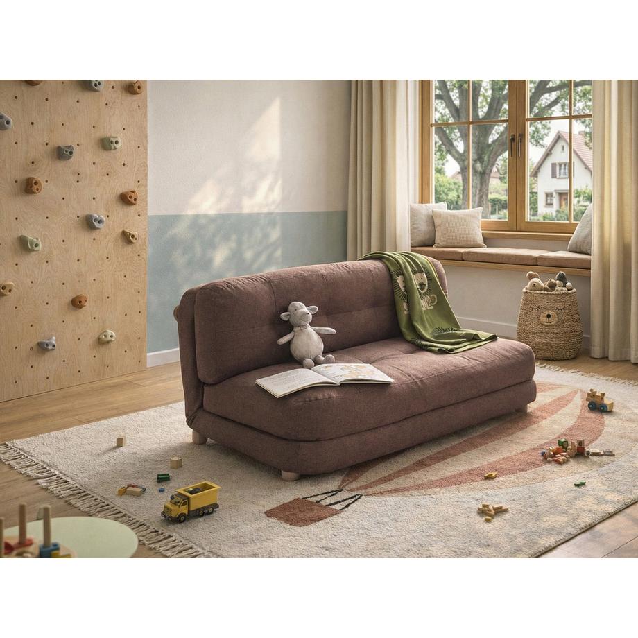 Beliani Schlafsofa aus Kunstleinen Retro ESBJERG  