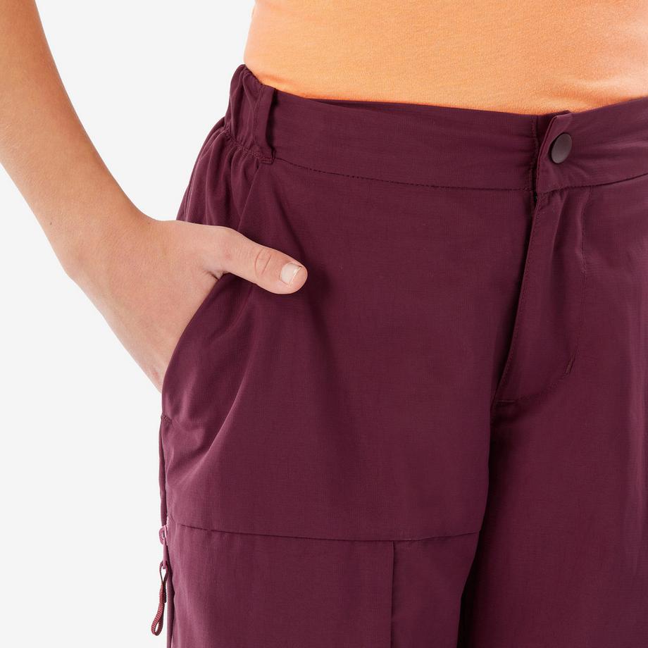 QUECHUA  Pantalon modulable de randonnée enfant 7-15 ans, MH500 bordeaux 