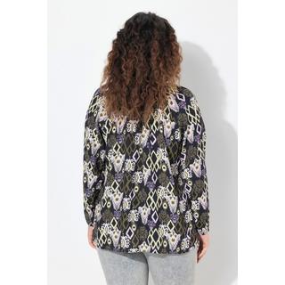 Ulla Popken Laccetto con Nappa Scollo Rotondo Maniche Lunghe Blusa  