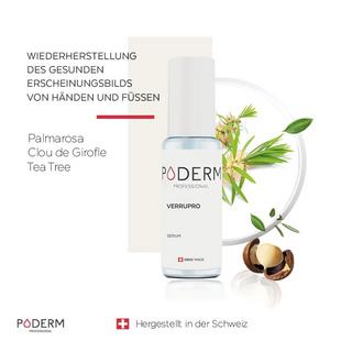 PODERM  Verrupro Lösung für Füße und Hände - Von Podologen empfohlen - 100% Natürlich & Vegan - Swiss Made 