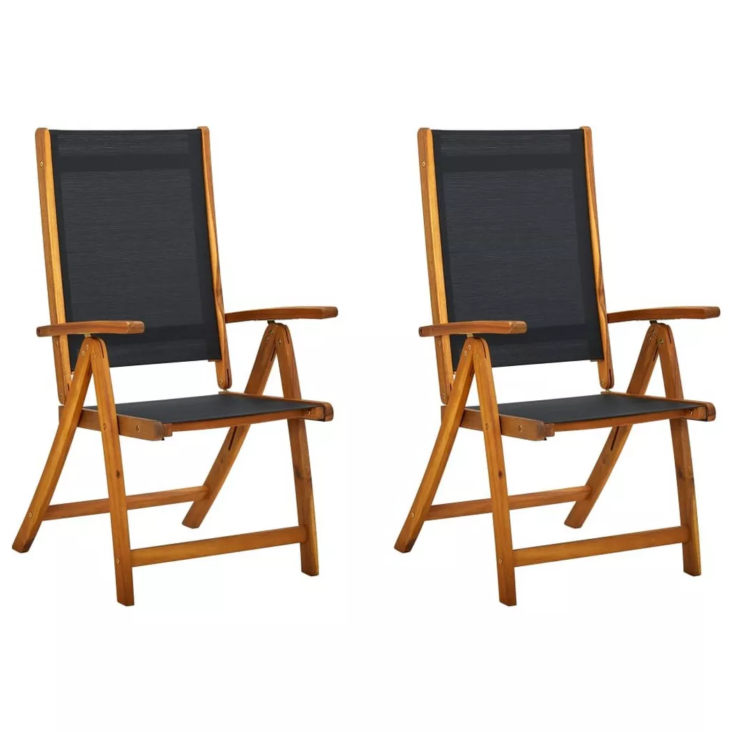 Chaises pliables de jardin lot de 2 Bois d acacia et textilène