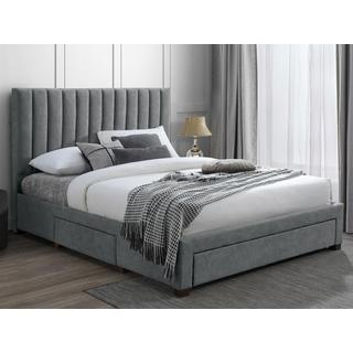 Vente-unique Letto con 3 cassetti 160 x 200 cm in Tessuto Grigio + Materasso - LIAKO  