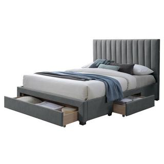 Vente-unique Letto con 3 cassetti 160 x 200 cm in Tessuto Grigio + Materasso - LIAKO  