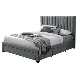 Vente-unique Letto con 3 cassetti 160 x 200 cm in Tessuto Grigio + Materasso - LIAKO  