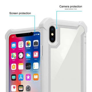 Cadorabo  Housse compatible avec Apple iPhone XS MAX - Coque de protection 2 en 1 avec bord en silicone TPU et dos en verre acrylique 