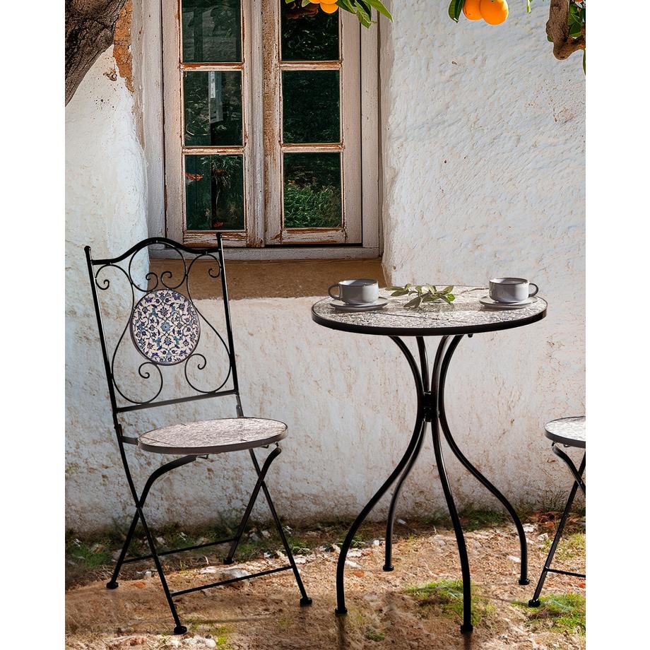 Beliani Gartenstuhl 2er Set aus Eisen Mediterran CHAPECO  
