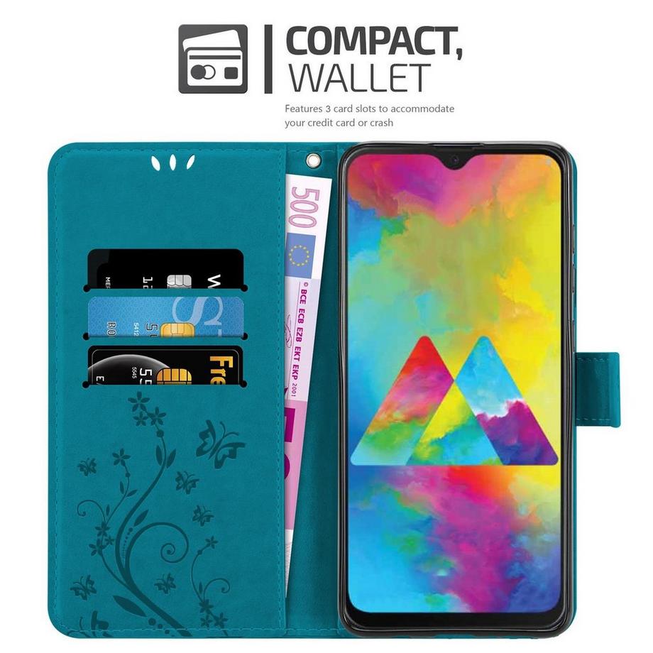 Cadorabo  Hülle für Samsung Galaxy M21 / M30s Blumen Design Magnetverschluss 