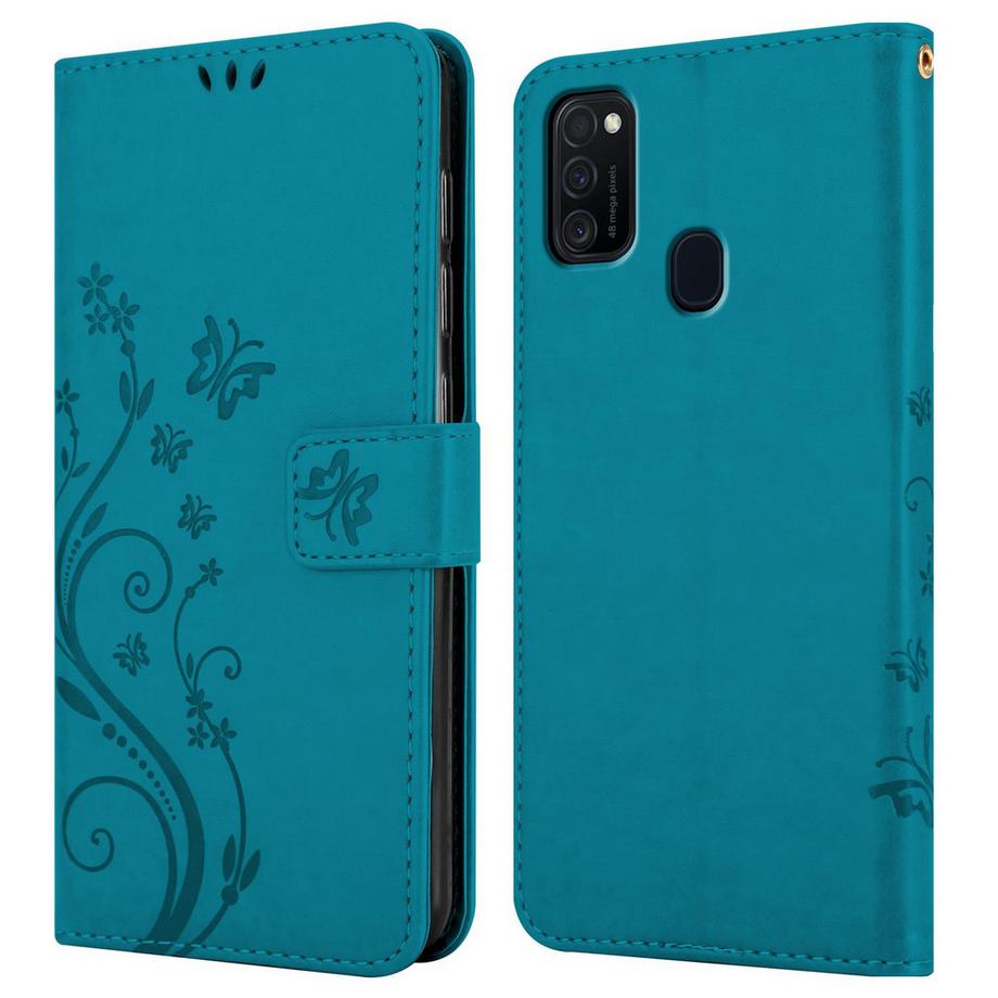 Cadorabo  Hülle für Samsung Galaxy M21 / M30s Blumen Design Magnetverschluss 