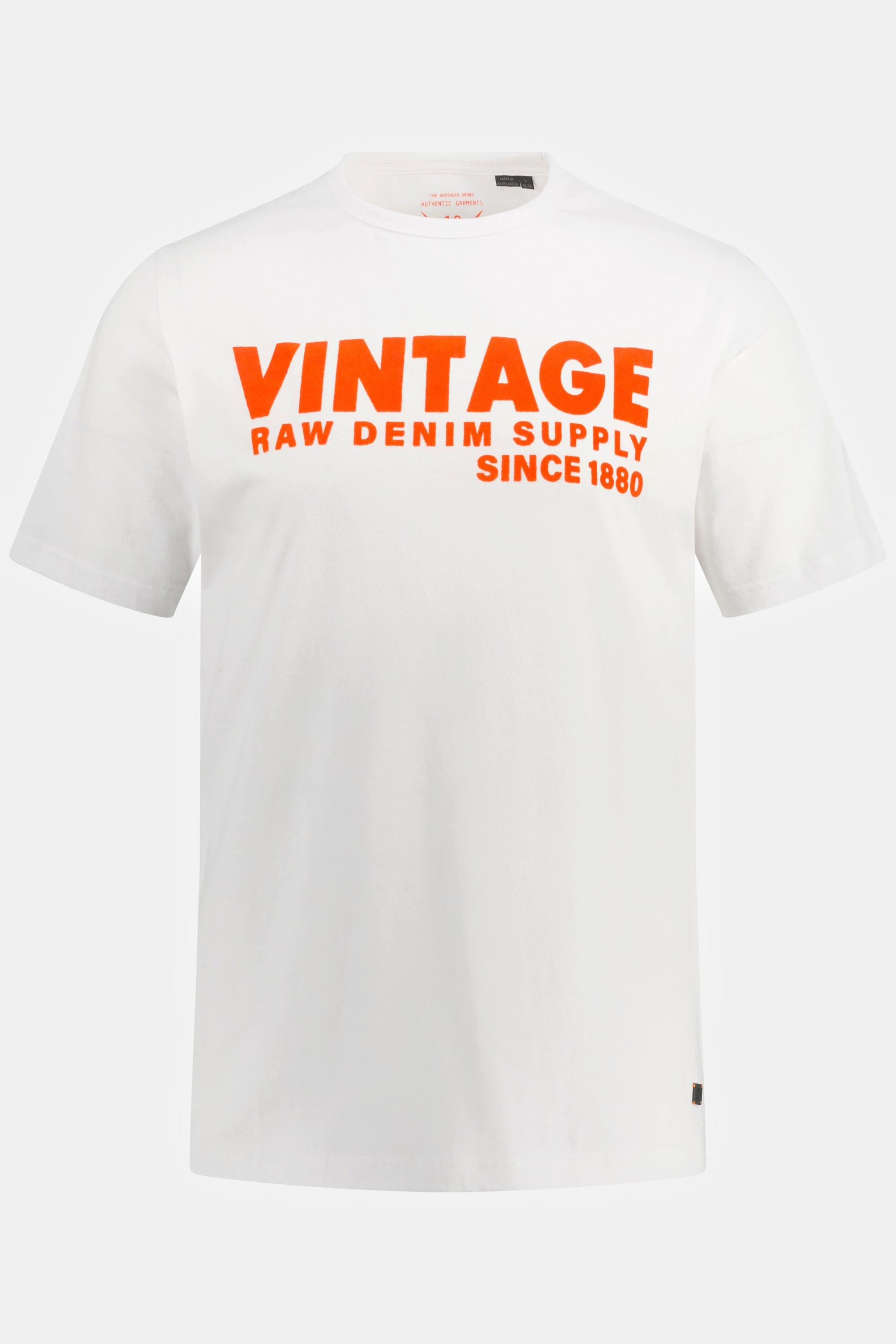 JP1880  T-shirt con stampa vintage, scollo a girocollo e mezze maniche 