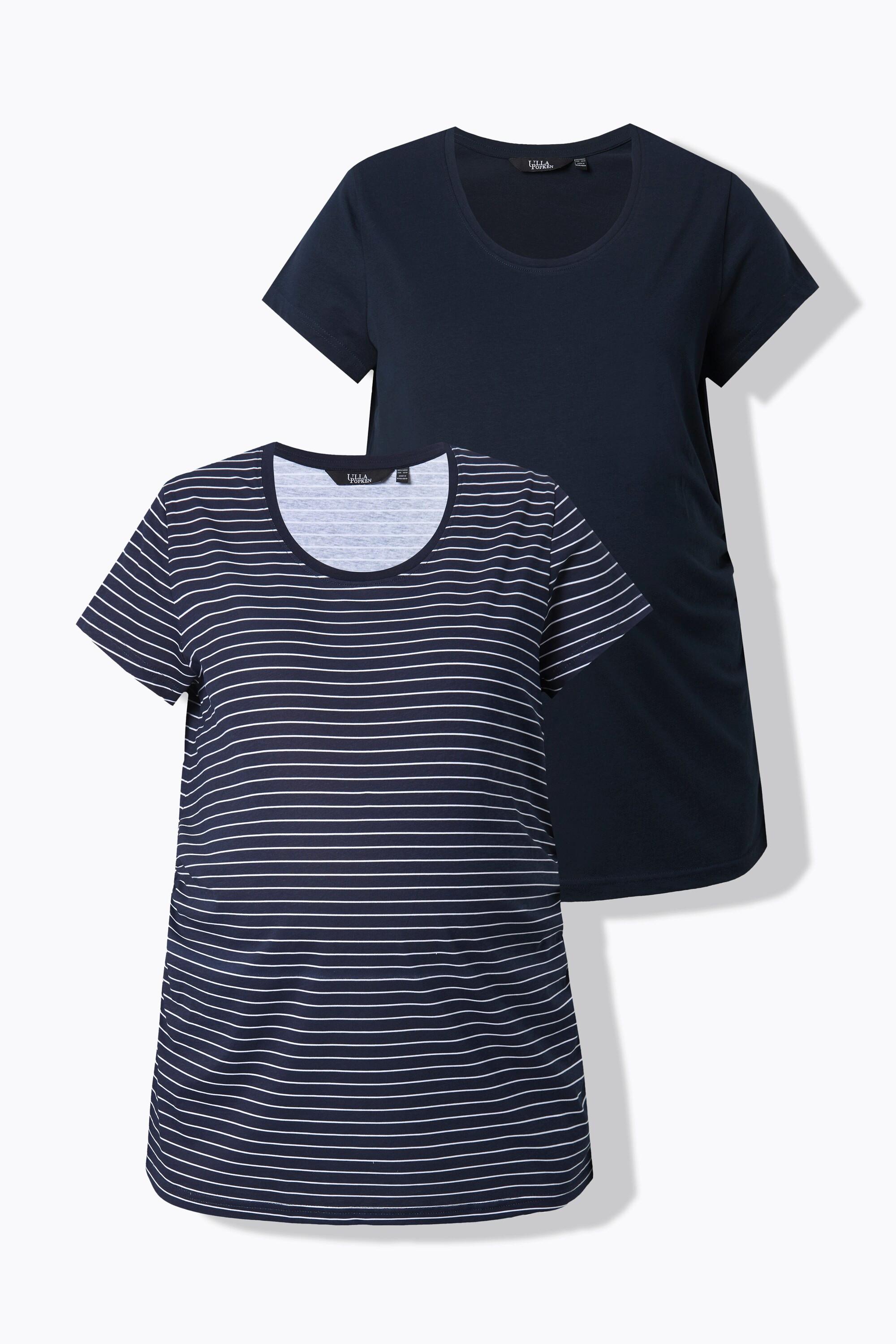 Ulla Popken Bellieva T-shirts Lot de 2 Manches Courtes Fronces Latérales  