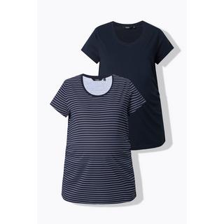 Ulla Popken Bellieva T-shirts Lot de 2 Manches Courtes Fronces Latérales  