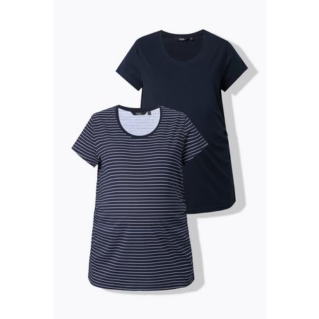 Ulla Popken Bellieva T-shirts Lot de 2 Manches Courtes Fronces Latérales  